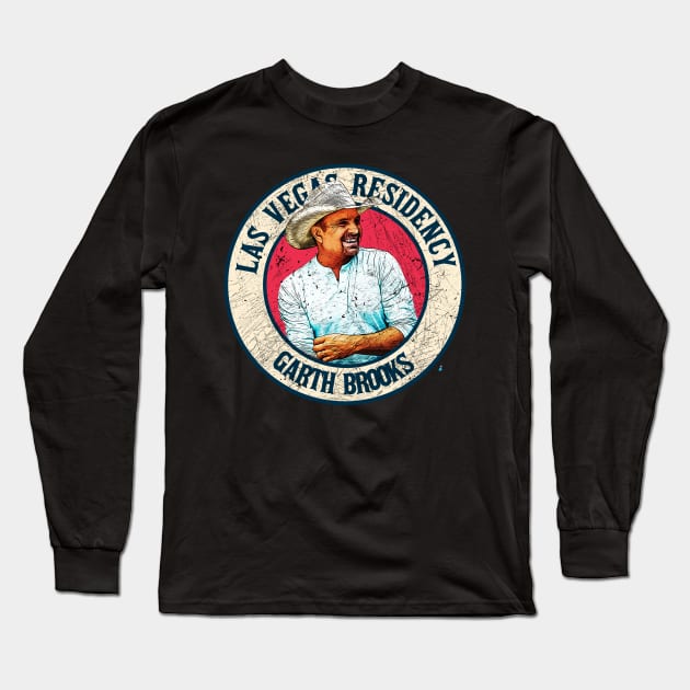 Retro Style Fan Art Design Garth brooks Las Vegas Residensy Long Sleeve T-Shirt by rido public